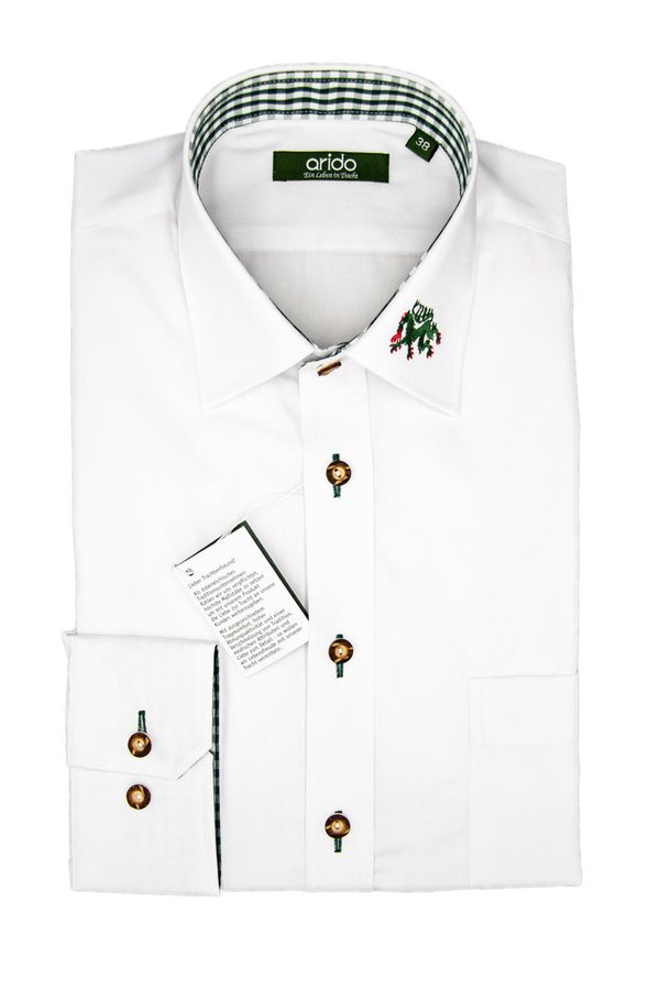 Weißen Hemd mit Steirischen Panther Stickerei
