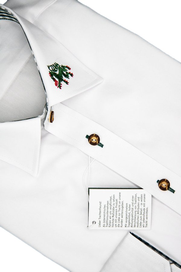 Weißen Hemd mit Steirischen Panther Stickerei